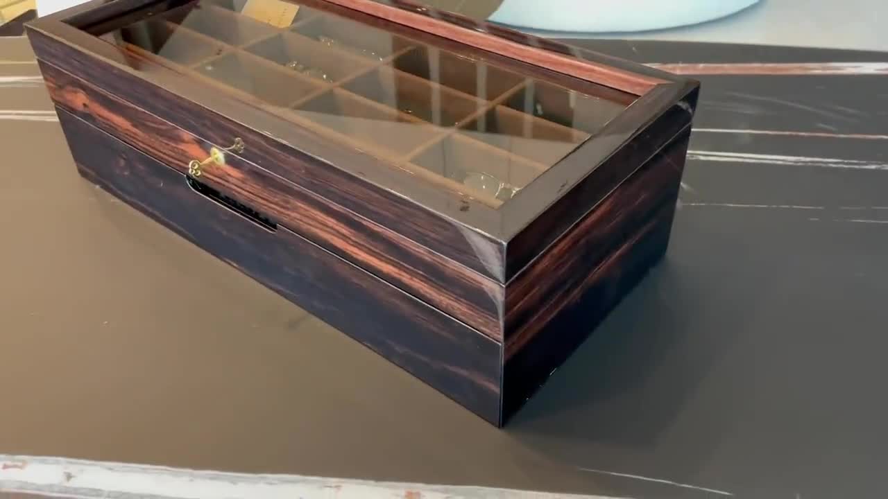 Ebony Wood Eyewear Organizer With Drawer, Sunlasses Display Ebony Wood Eyewear Organizer With Drawer, Sunlasses Display