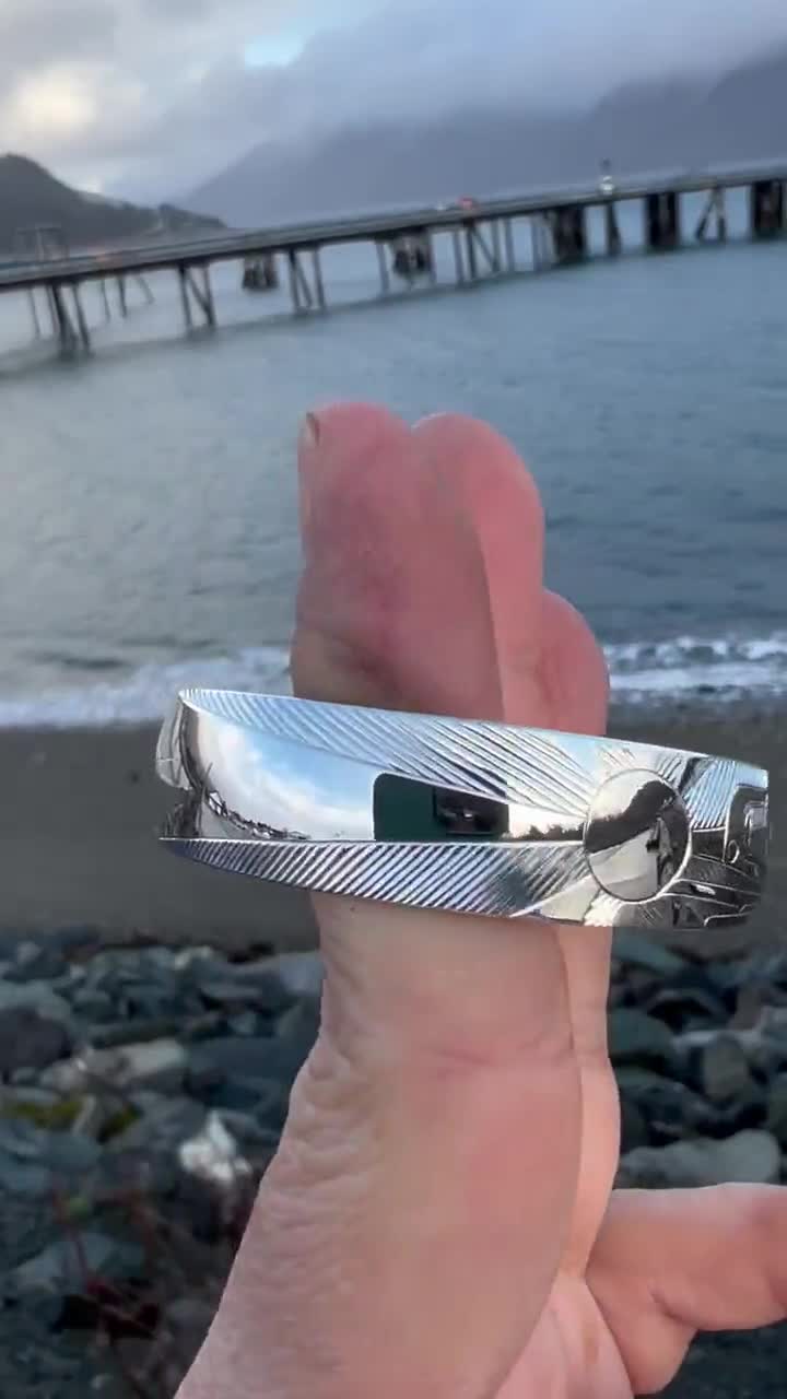 Raven Steals Light Bracelet: Tlingit Formline Art, Sterling Silver