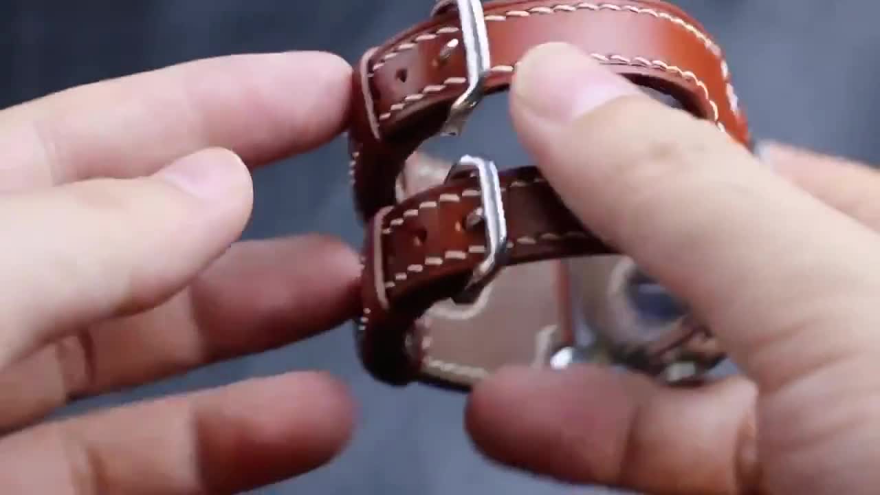 Leather Double Buckle Cuff Bracelet Strap Band, Double Wrap