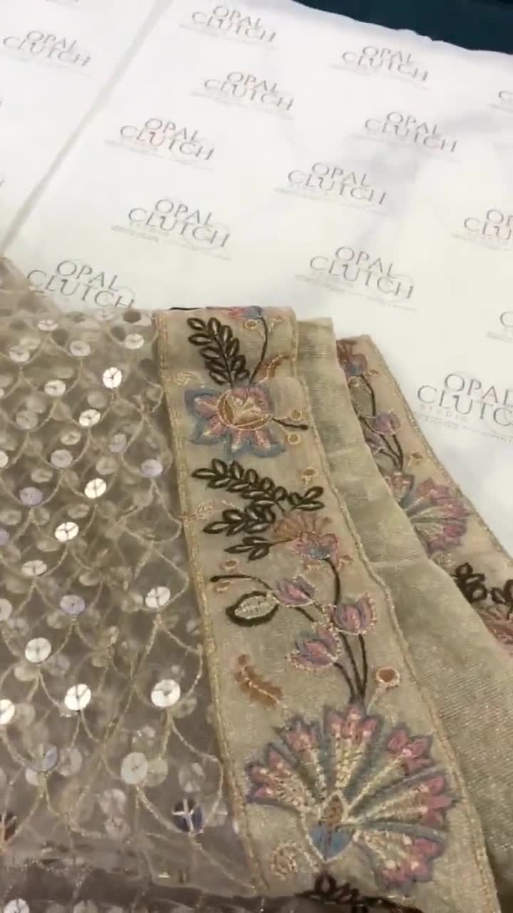 Nude Sequin Tissue Dupatta, Kamdani Shawl, Indian Bridewear video poster