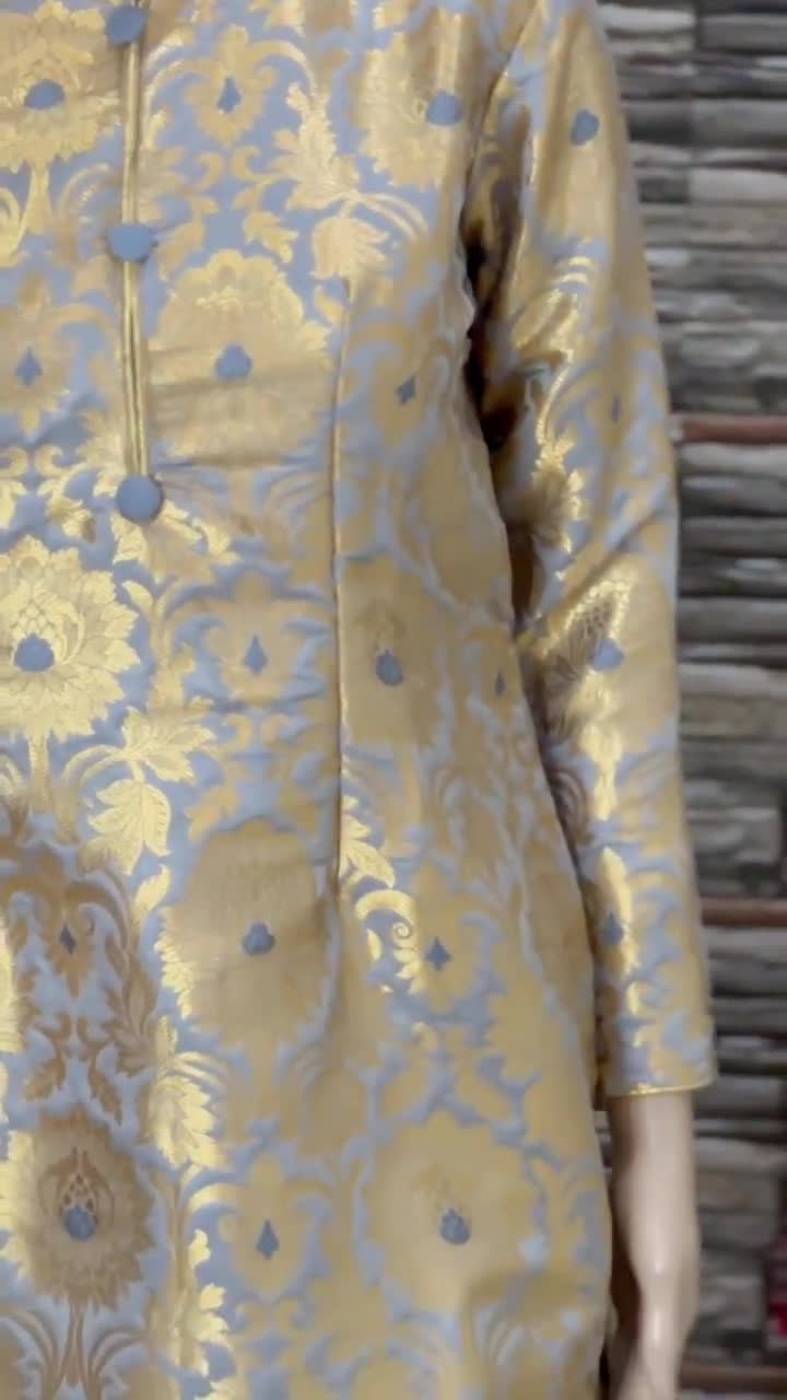 Bollywood Designer Indian pakistani brocade long Kameez salwar pant Suit  size L | eBay