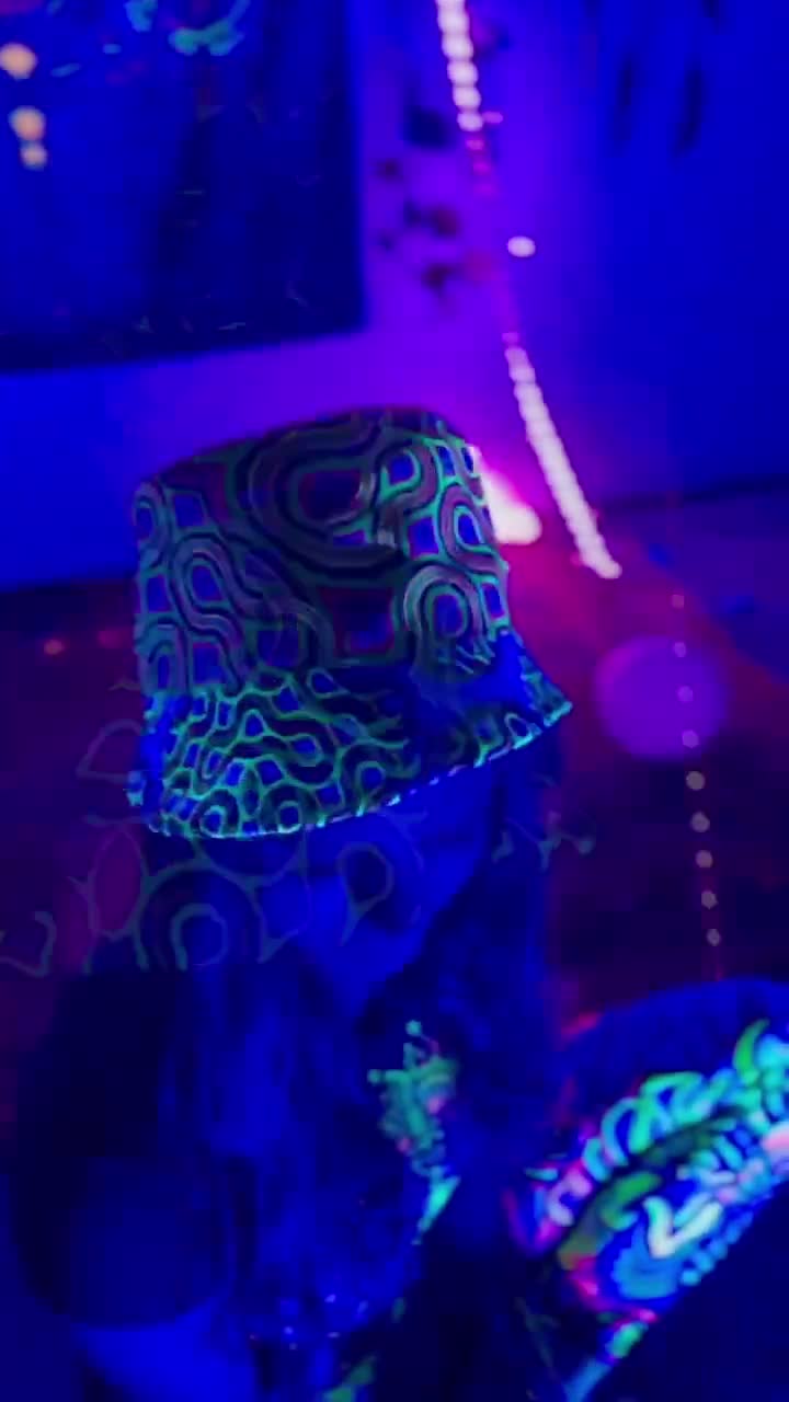 帽子 chappie Trippy Bucket Hat, Blacklight Active Panama, Festival