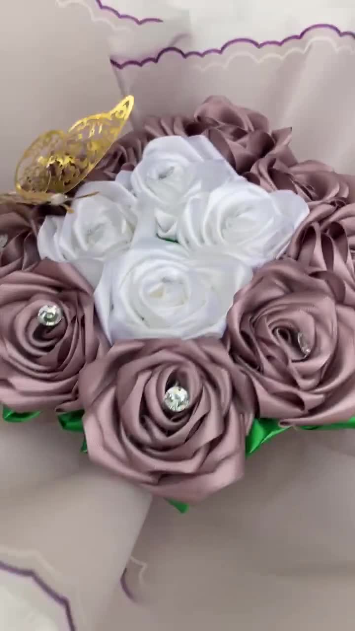 Bling Eternal Rose Bouquet, Ribbon Rose Bouquet, Handmade Fake Flower  Bouquet, Large Rose Bouquet, Ramo Buchon, Birthday Bouquet 