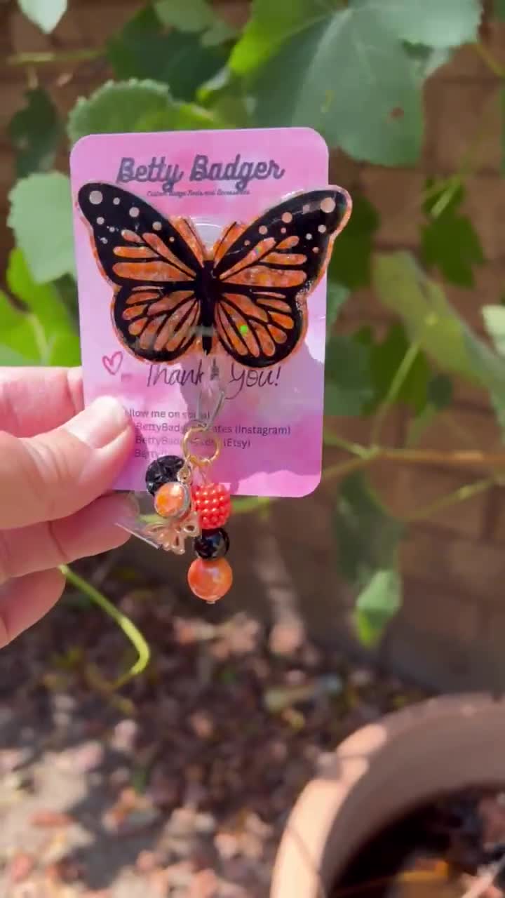 Monarch Butterfly Badge Reel, Orange Black Monarch Butterfly Badge Reel, Butterfly  Badge Holder, Glitter Butterfly, Monarch Butterfly Gift 