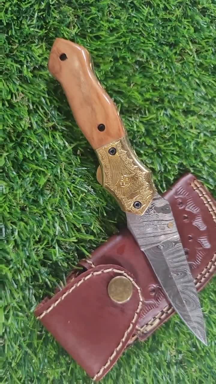Coltello tascabile pieghevole personalizzato in acciaio damasco