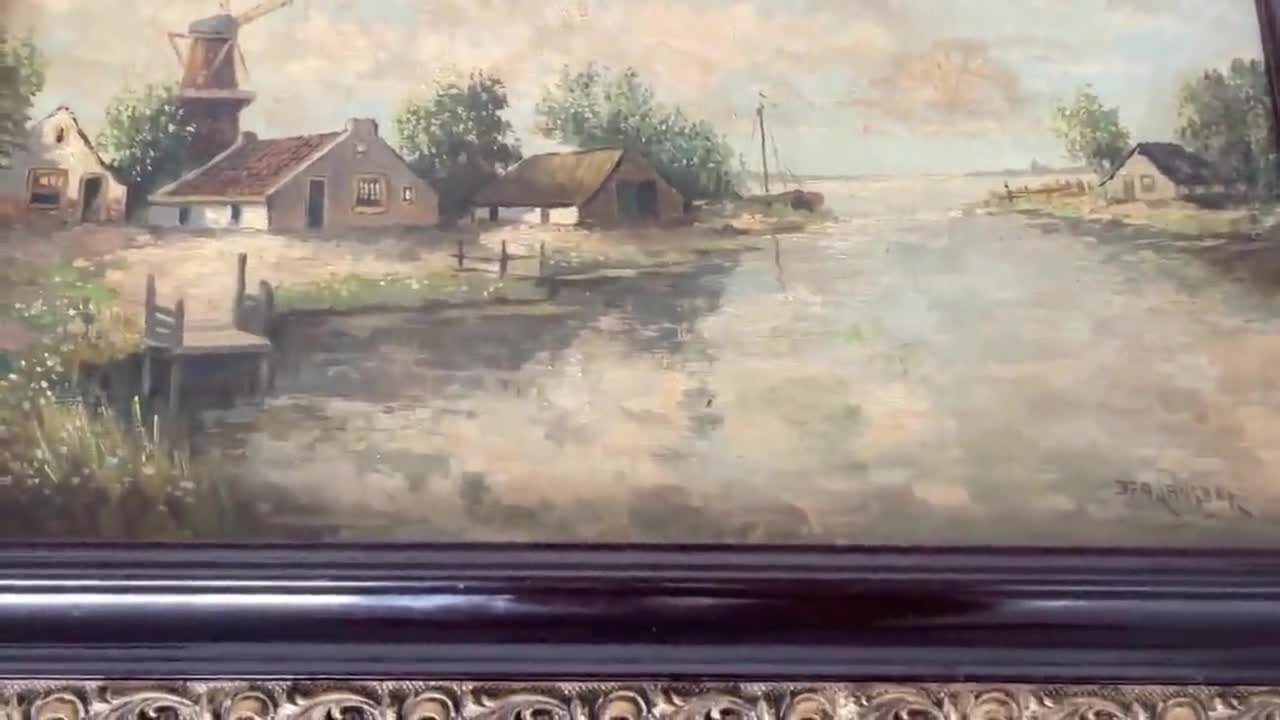 アンティークの油絵風景画（キャンバス）、巨匠による19世紀ヨーロッパ