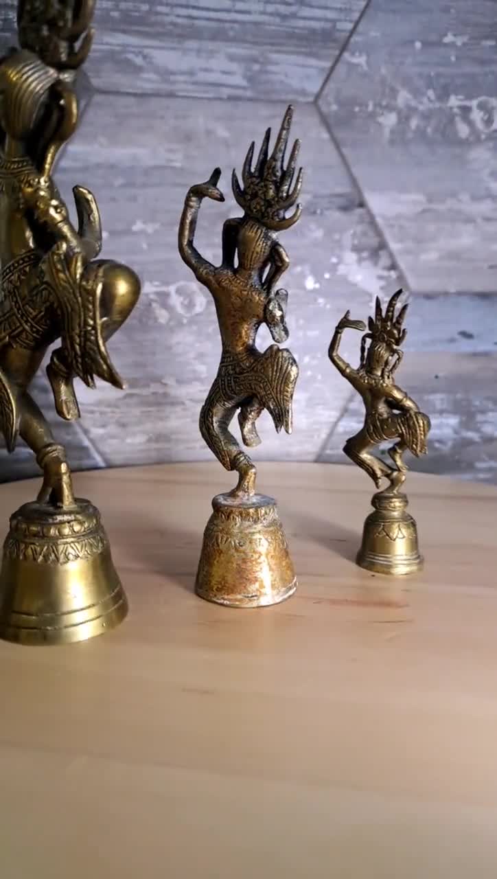 3,97 5,91 7,08 インチ 真鍮製 踊るヒンズー教の神シヴァのベル 3 個
