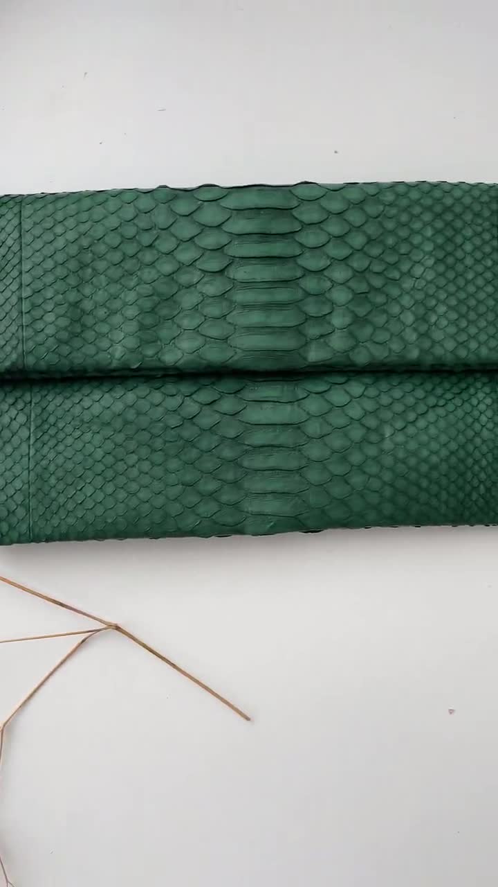 Genuine Python Skin Dark Green Envelope Clutch Classy 