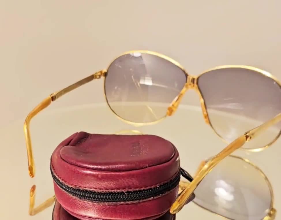 Vtg 80s Carrera Porsche Design 5626 10 Folding Sunglasses in 22K