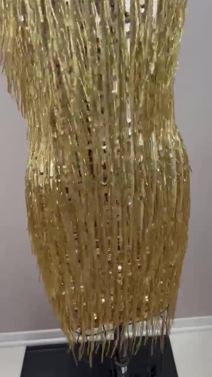 slim fit dress slacks Salma Beaded Fringe Mini Dress main image 0