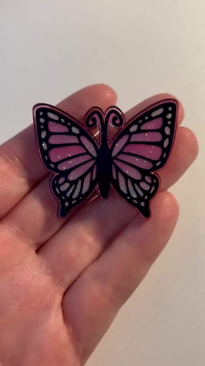 Pink Butterfly Badge Reel, Butterfly, Glittered Badge Reel, Retractable  Reel, Badge Holder, ID Holder, Nurse, Interchangeable 