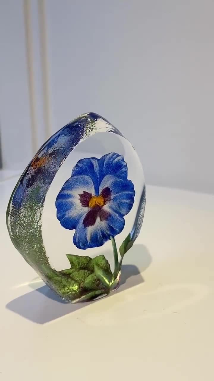 Handmade Glass Flowers Figurine Garden Decor Blown Flower
