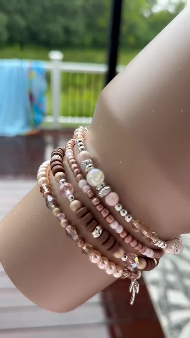 Almond Rose Bracelet Stack for Stanley Tumbler - Neutral Colors - Etsy