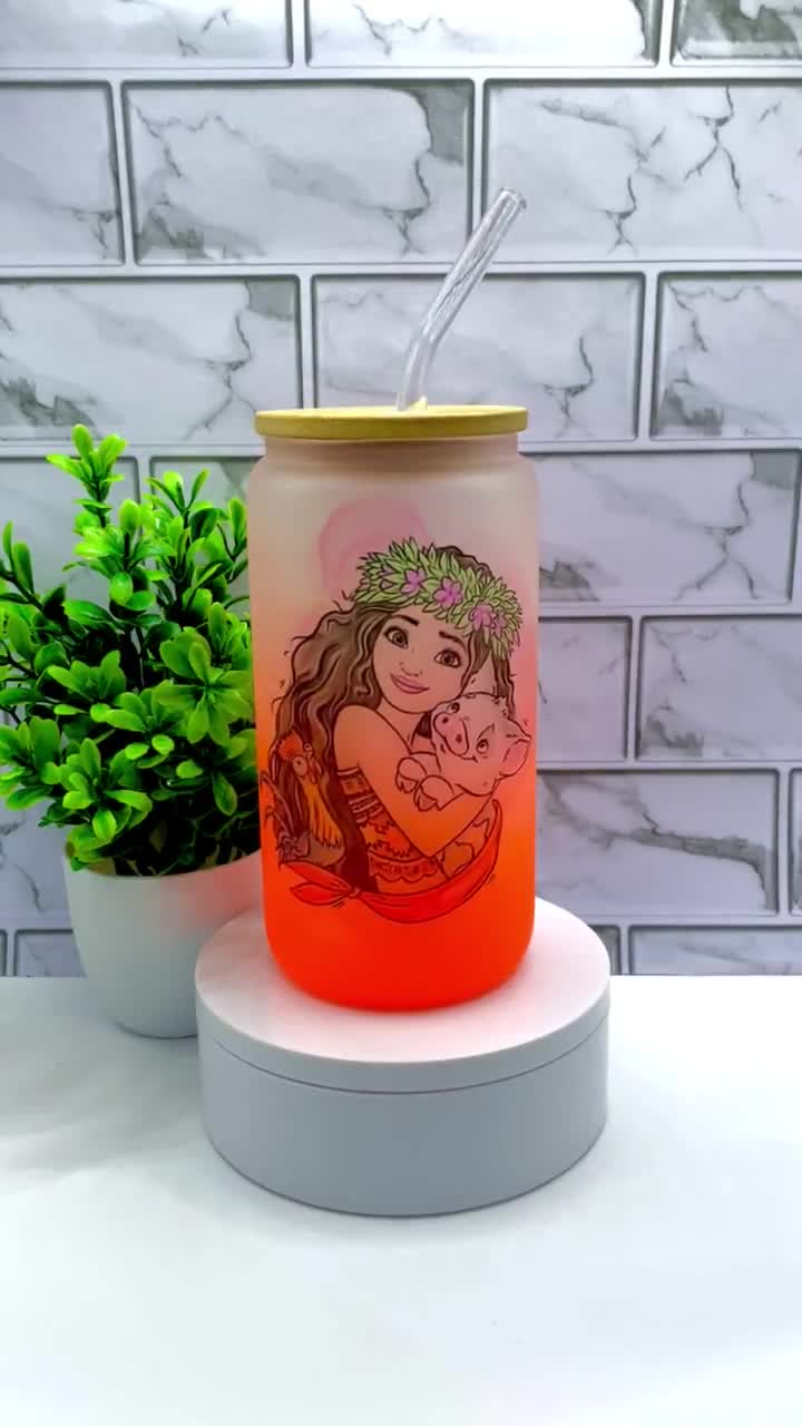 Moana Frosted Glass Tumbler with Straw & Lid - 16oz Iced Coffee Can video poster