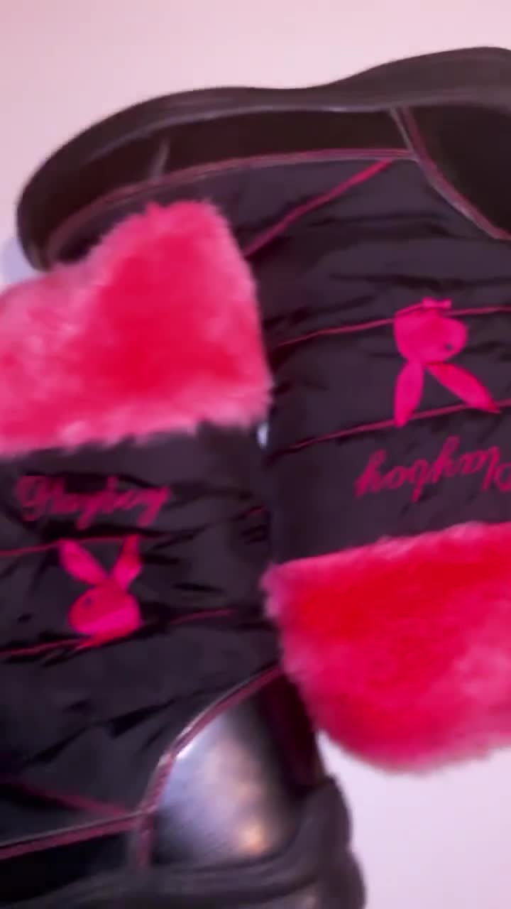 ☆Playboy Snow & Mero☆ G-rap Playboy Snow Bunny Velour Zip Front Hoodie - Black | Fashion