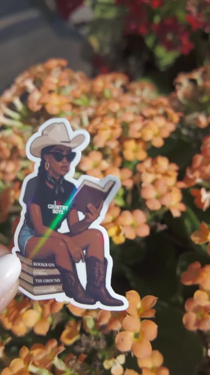 Books on the ground stickers for black women| reading vinyl sticker| bookish baddie | book lover gifts| waterproof journal & laptop stickers video poster