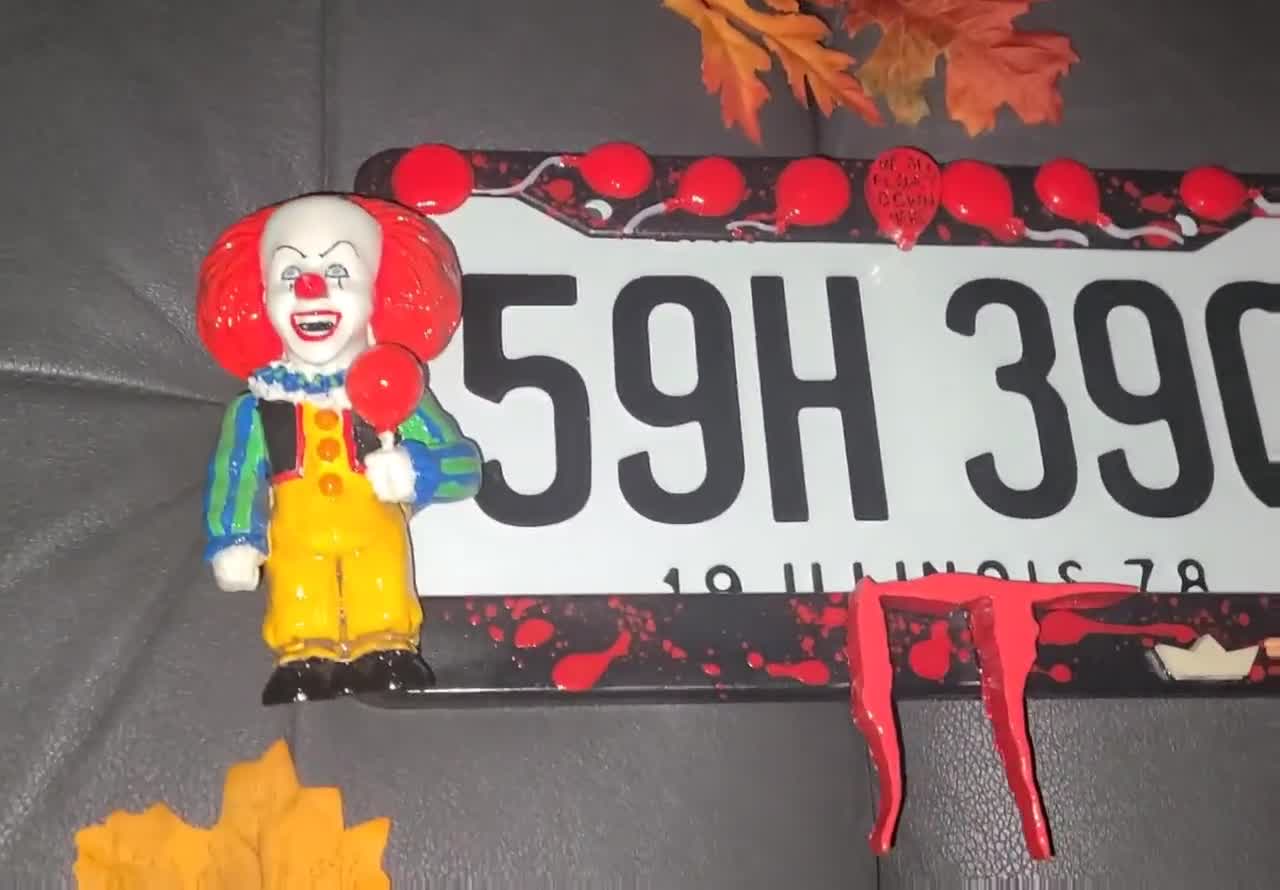 Custom IT Glow in the Dark License Plate Frame Pennywise Clown