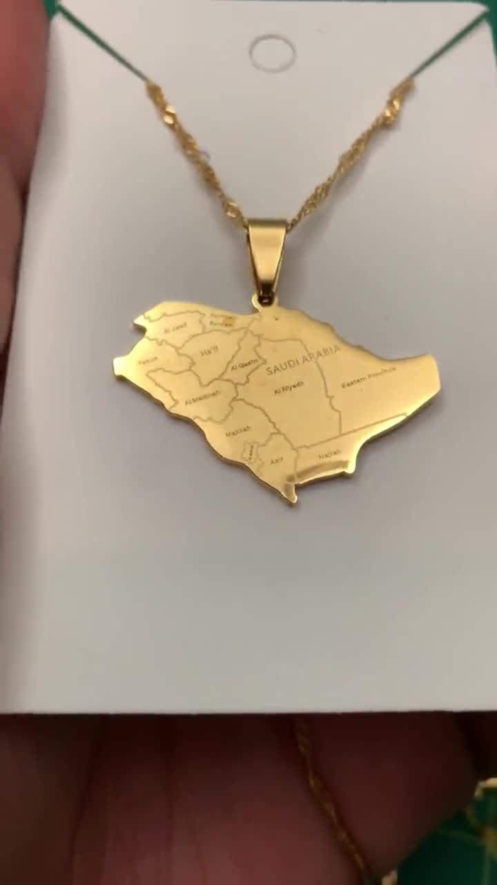 SAUDI ARABIA Necklace 18K Gold Plated Map of Saudia Arabia -  Canada