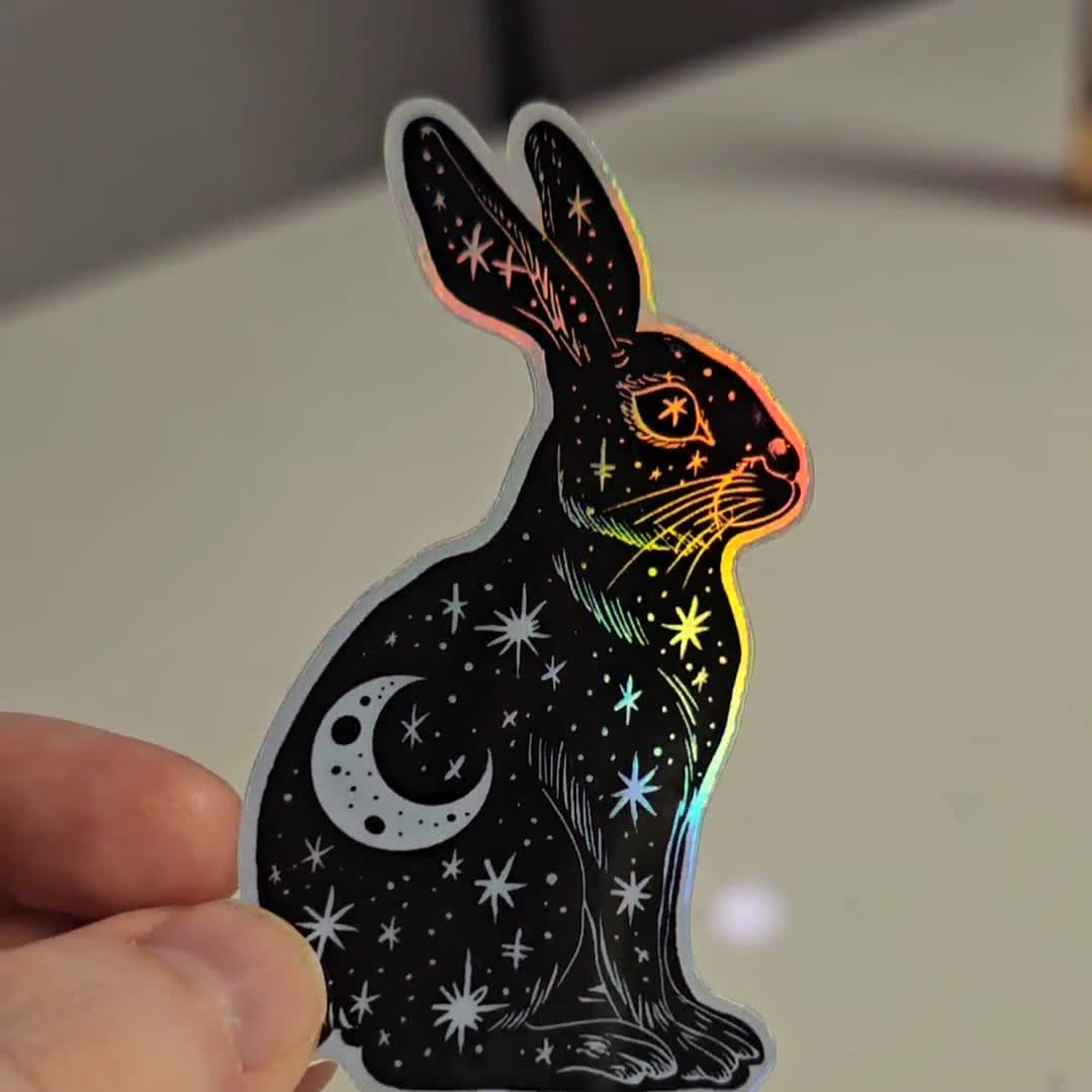 Witchy Goth Celestial Rabbit Sticker: Magical Moon Bunny Decal - Etsy