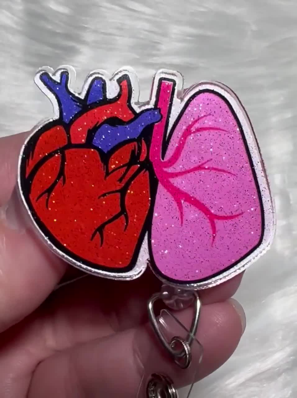 Update Anatomical Heart Diagram Retractable Badge Reel, lungs