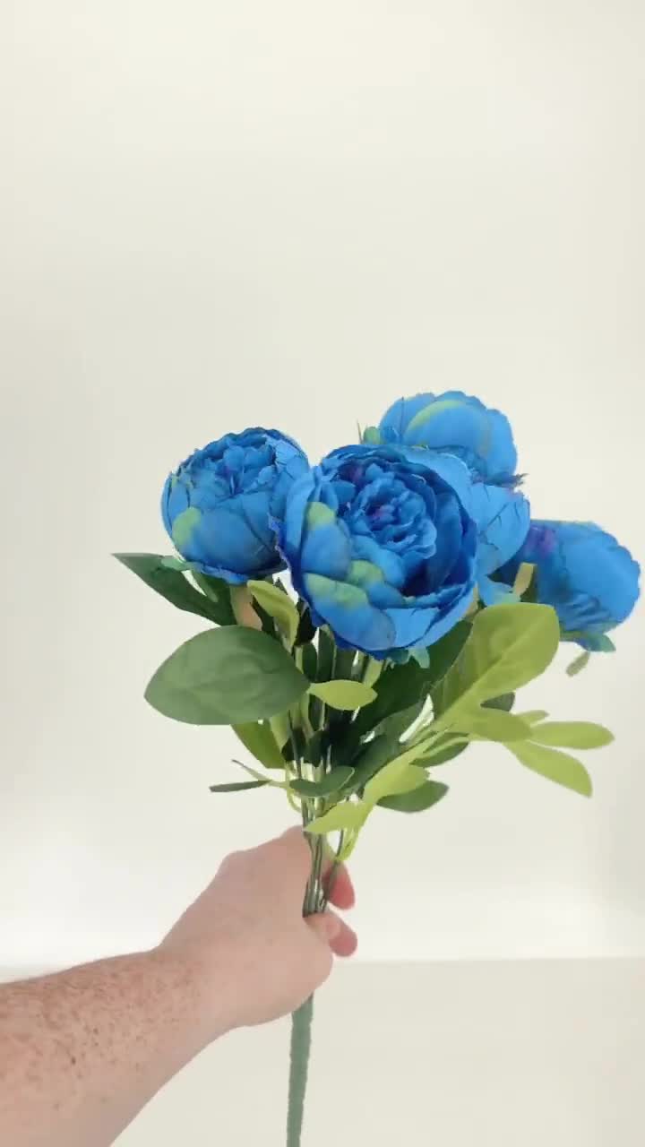 40-Pack Artificial Peony Flower Heads - 3.15 Inch Silk Faux Peonies For Wedding, Bouquet, Home Decor (Blue) - View #10