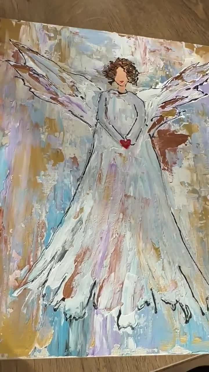 天使 アクリル 抽象人物 オリジナル絵画 24 x 30 cm - Etsy 日本
