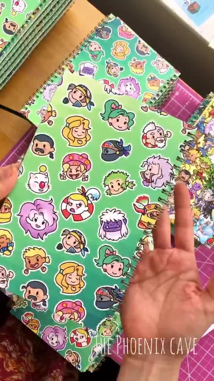 FF6 spiral notebook - 8.5" x 5.5" - Colored lined Paper - Final Fantasy stationery - FF6 journal - Back to School video poster