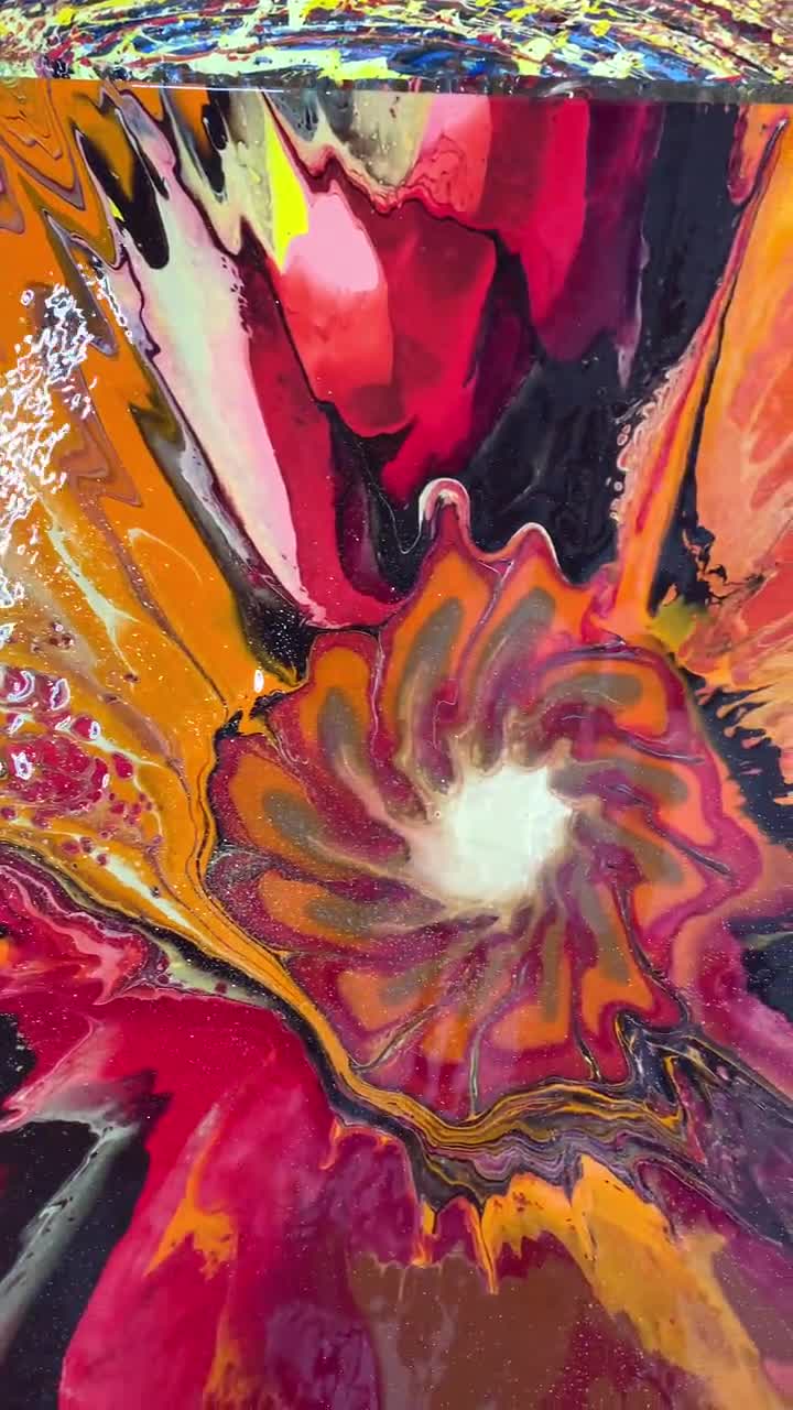 Abstract Spin Art, 16 X 20 Canvas, Acrylic Painting, Fluid Art