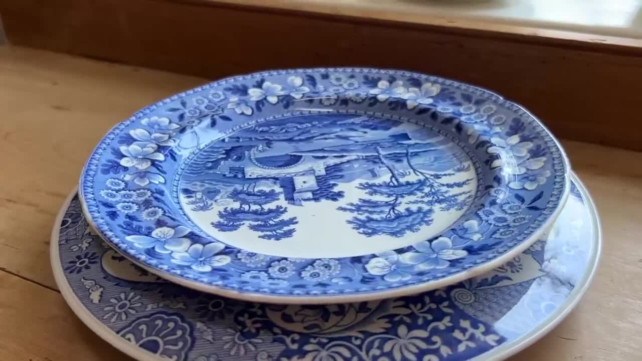 Antique Spode Blue Tower Dinner Plate W25cm, England C1815 - Etsy