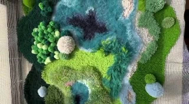 Handmade Moss Rug With Mushrooms, Latch Hook Crochet Rug, Forest Meadow  Rug, Landscape Rug, Moss Rug for Bedroom, Moss Runner Rug 