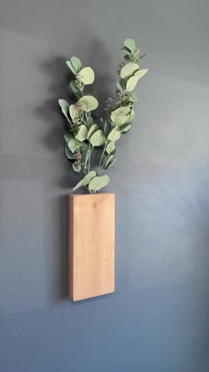 Wooden Wall Vase - 12 Inch | Wood Hanging Vase | Greenery and Dried Flowers video poster