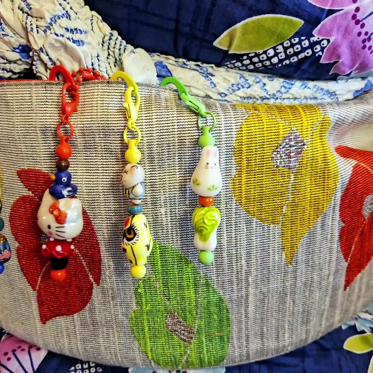 Netsuke Charm, Kawaii Kimono Obi Belt Accessory, Kawaii White