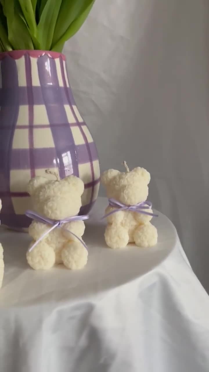 Teddy Bear Candle Bear Rose Candle Bridal Shower Wedding Gift