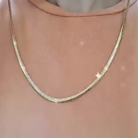 [HARANG]★BTS 着用★HR 345N_Herringbone snake chain necklace Snake Chain* 14K Gold Snake Chain Necklace for Women