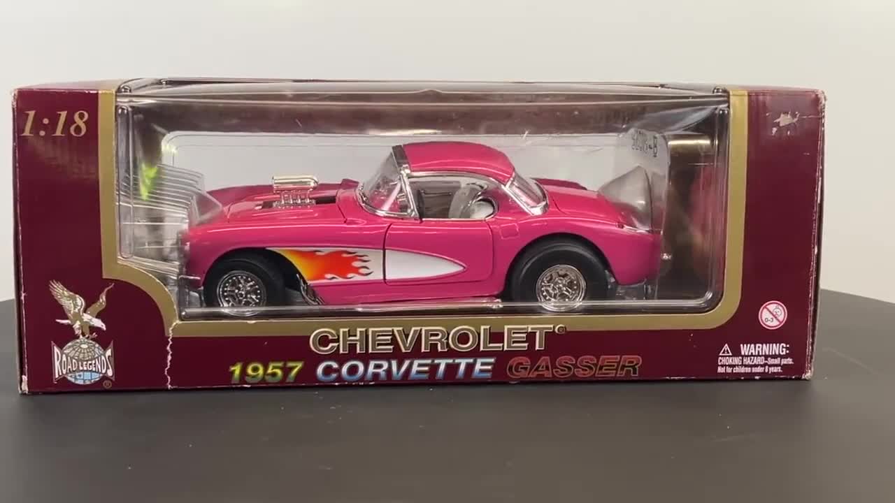 1957 Corvette Gasser Convertible Pink 1:18 Diecast Car Road