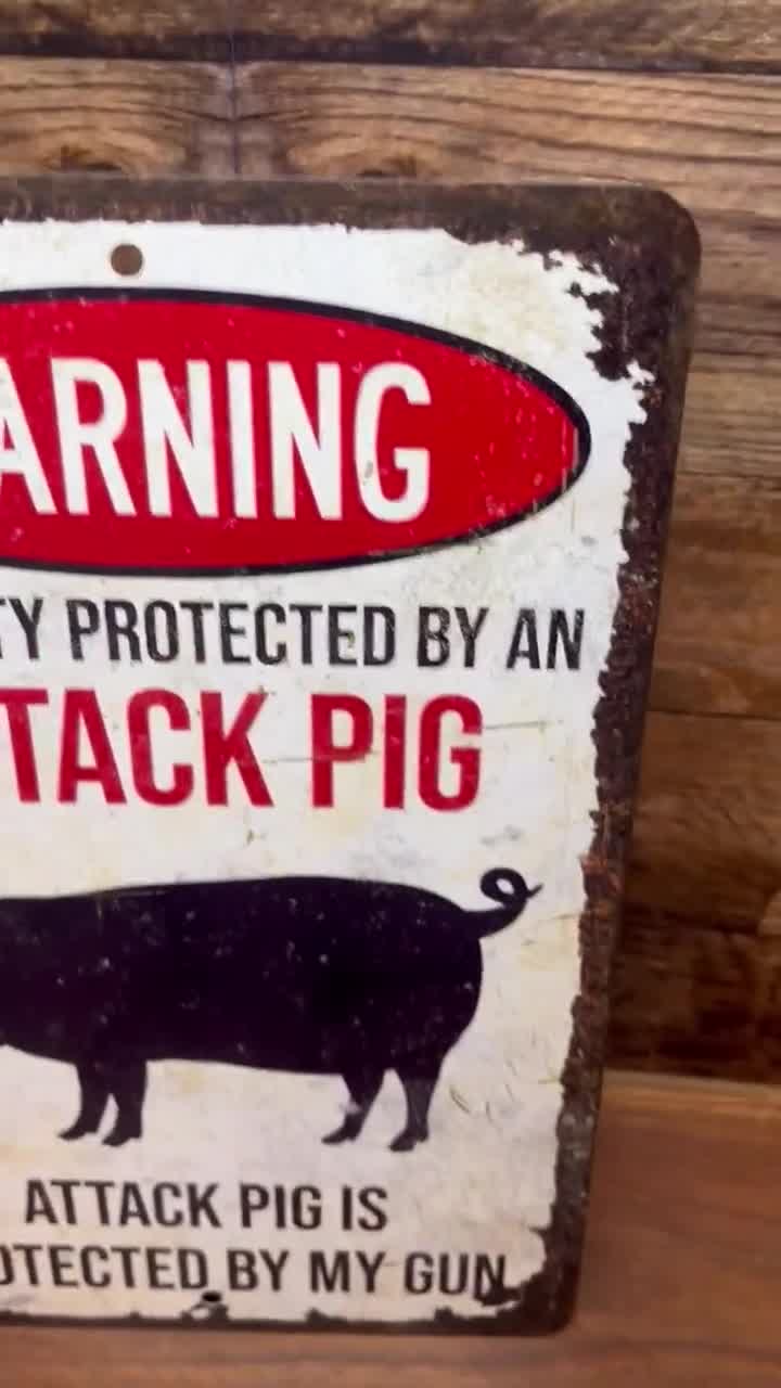 Guard Pig Sign, Funny Outdoor Metal Decor - Etsy