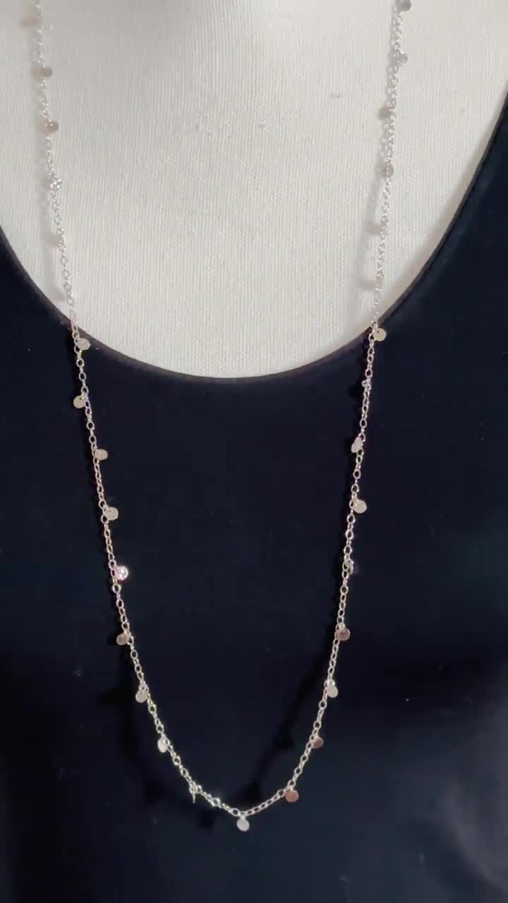 CONFETTI little cheapest DISCS long necklace .925 sterling silver 36”