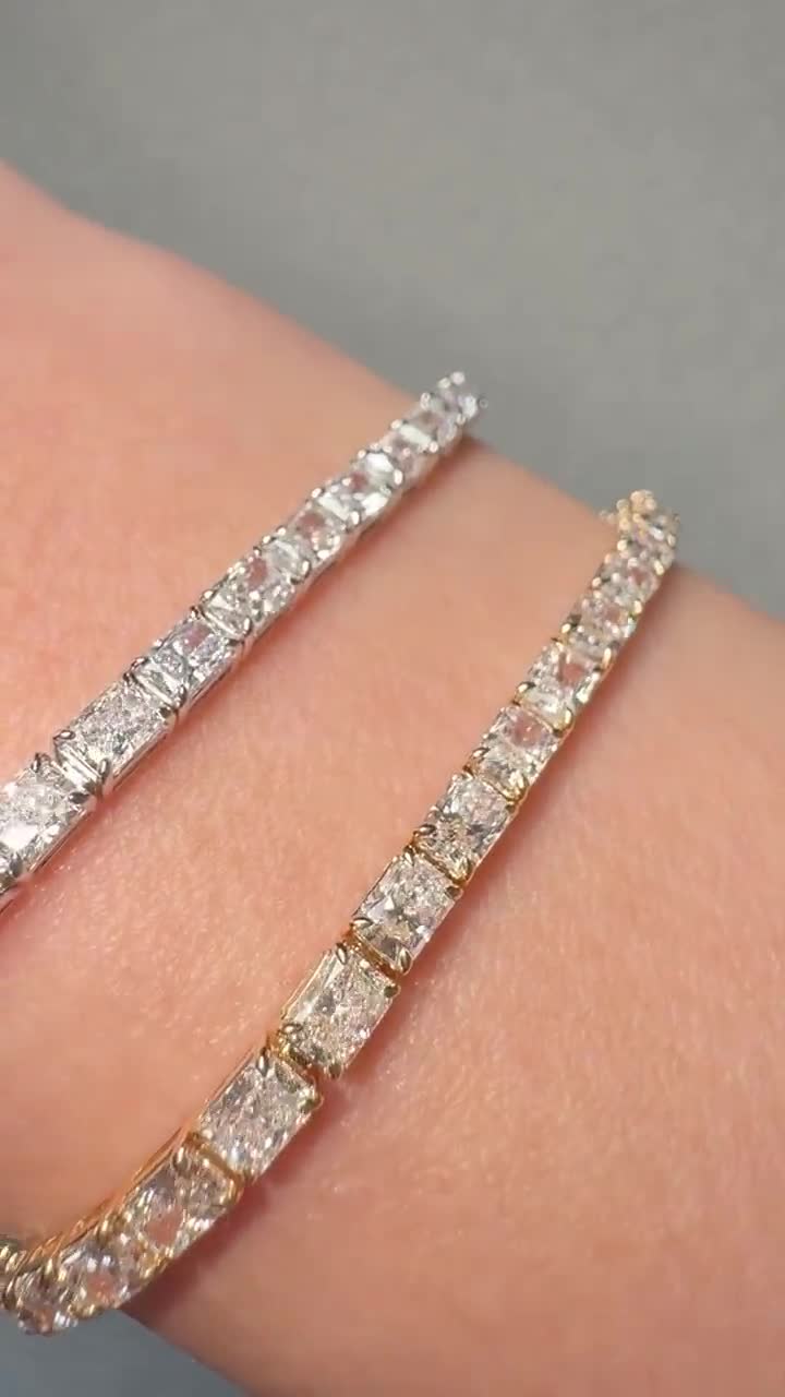 14k Gold Lab Grown Diamond Tennis Bracelet: Carat Baguette