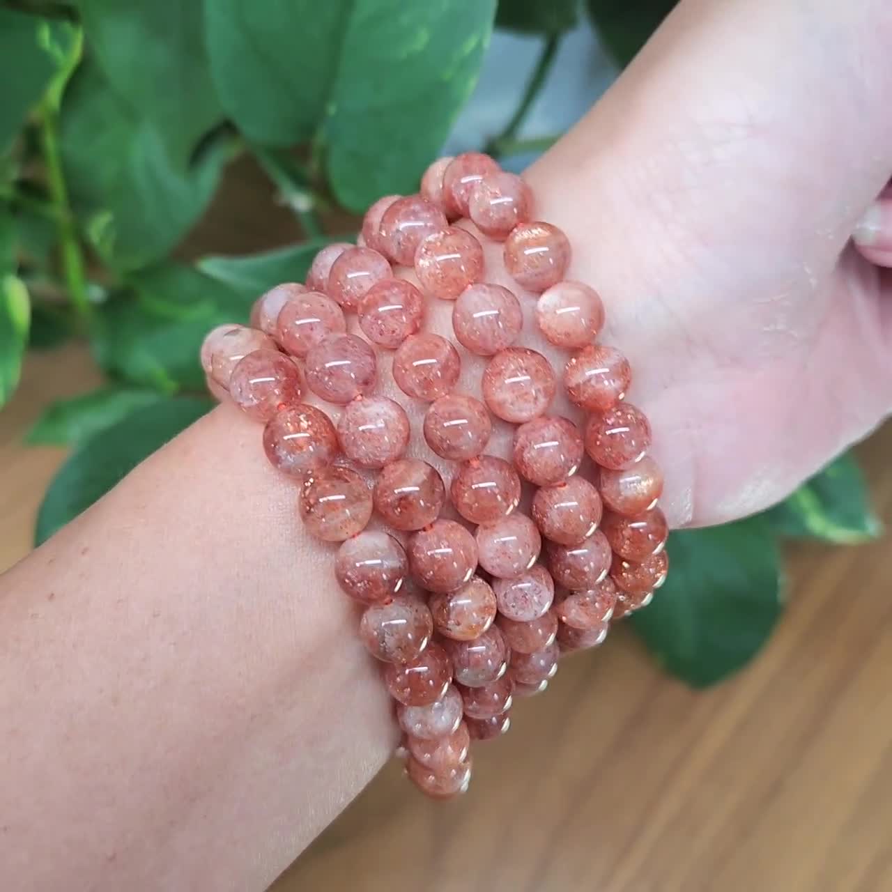 Arusha Sunstone Bracelet • 8mm Arusha Gemstone Crystal Bracelets