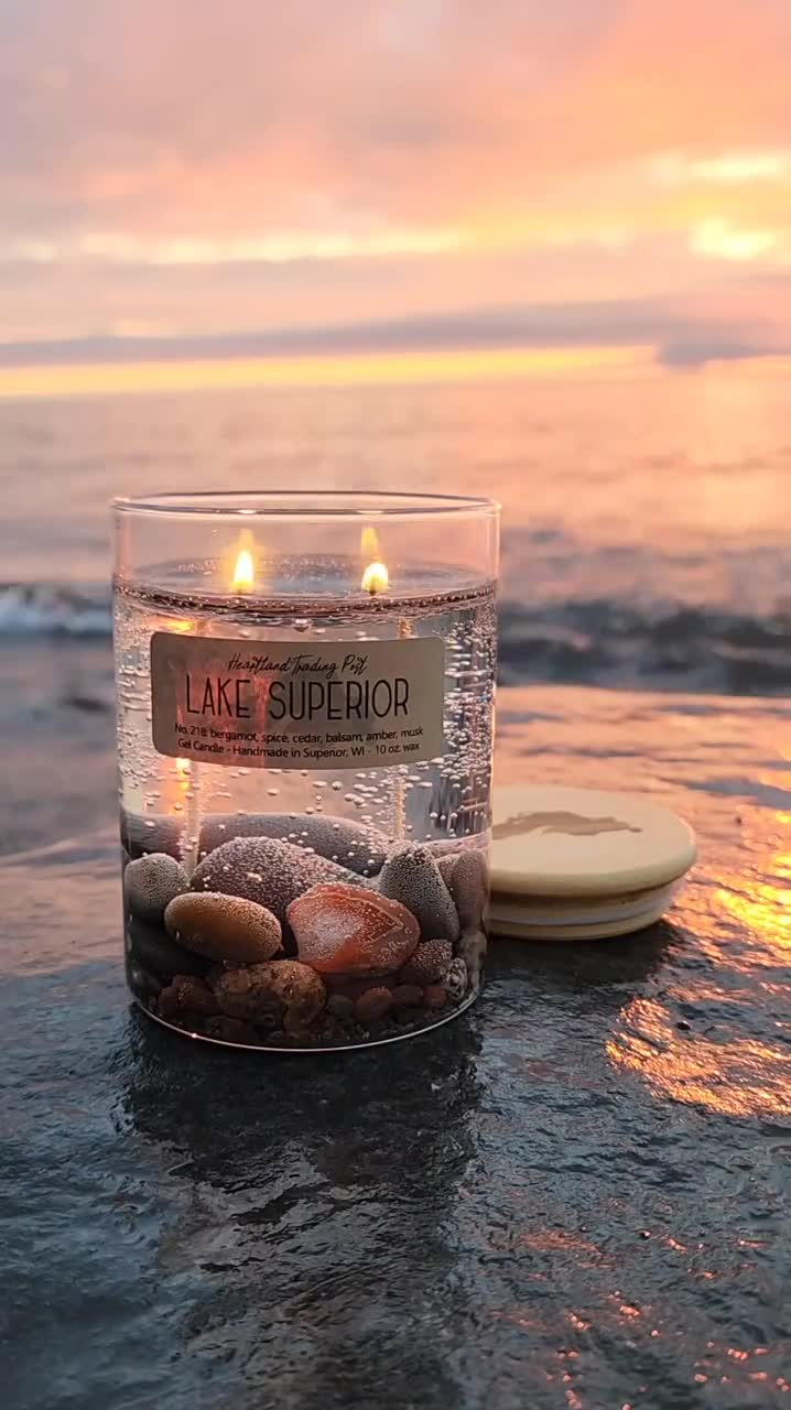 Medium Lake Superior Agate Gel Candle | Burn the Candle Keep the Treas