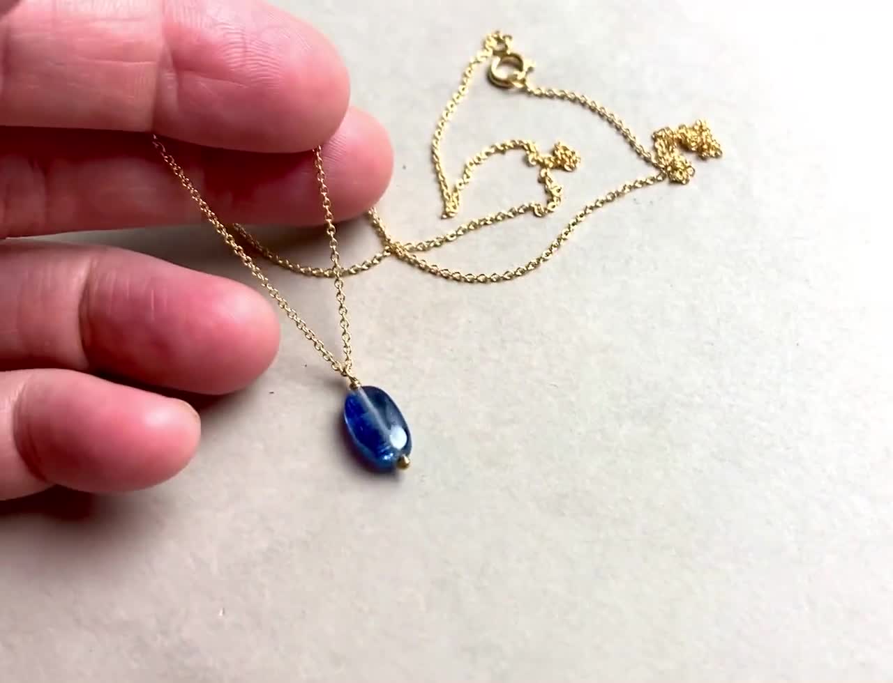 KYANITE NECKLACE, 14K Gold Filled, Night-blue Gemstone