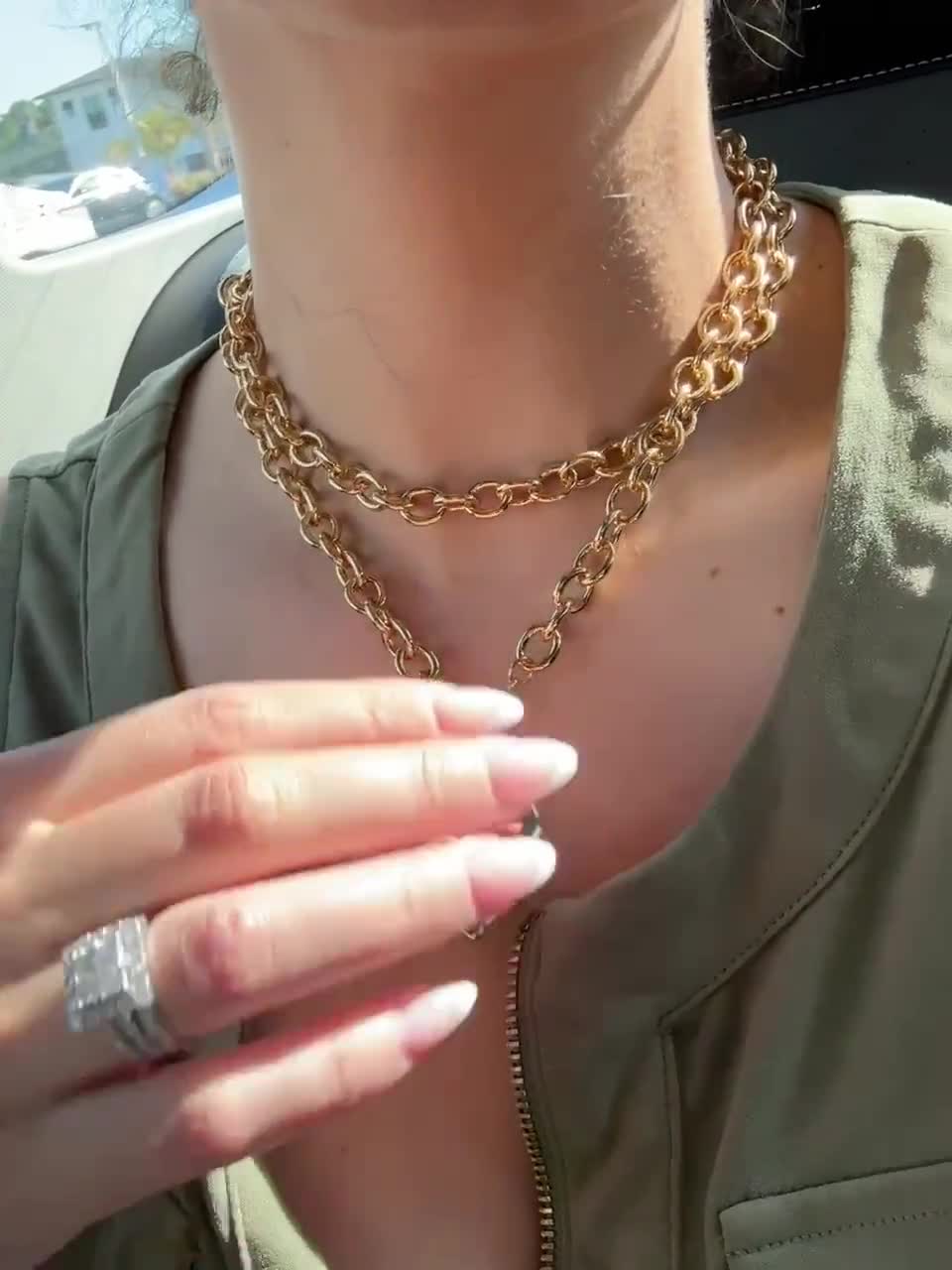 WOWORAMA Collana a catena spessa in oro da donna con