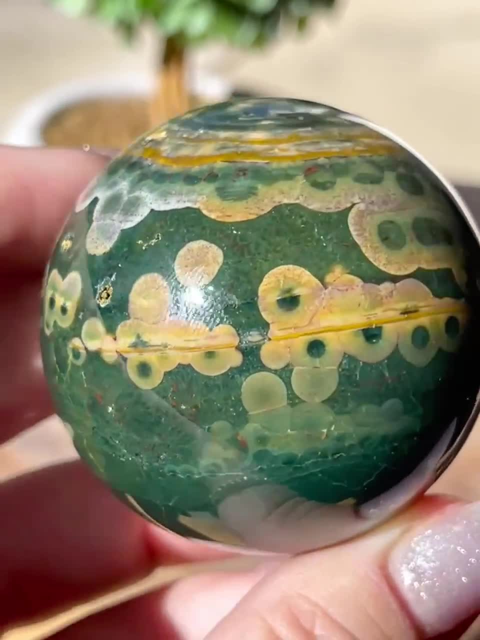 Kabamby Ocean Jasper Sphere, Natural Marovato Ocean Jasper, Green