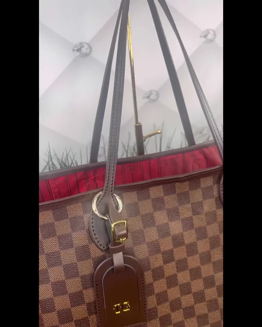 Neverfull Side Straps Brown to Match Damier Ebene. Handmade 