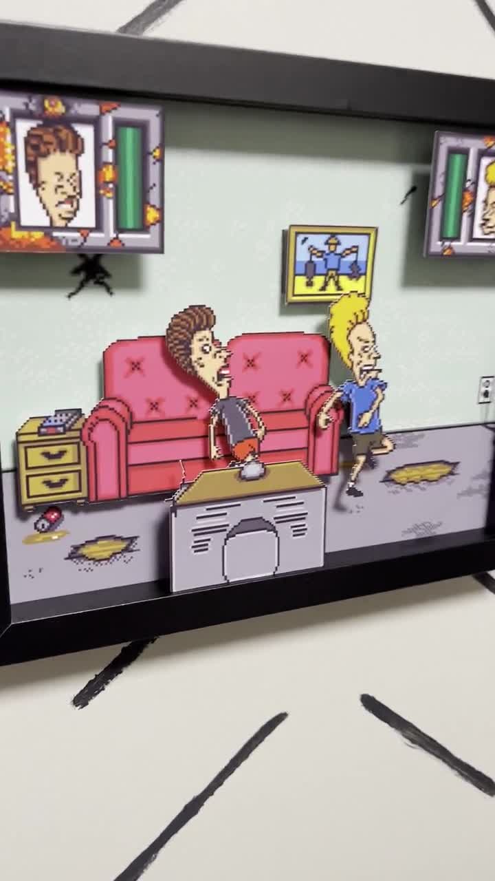 Beavis and Butthead Shadow Box- Sega- 8x10 View