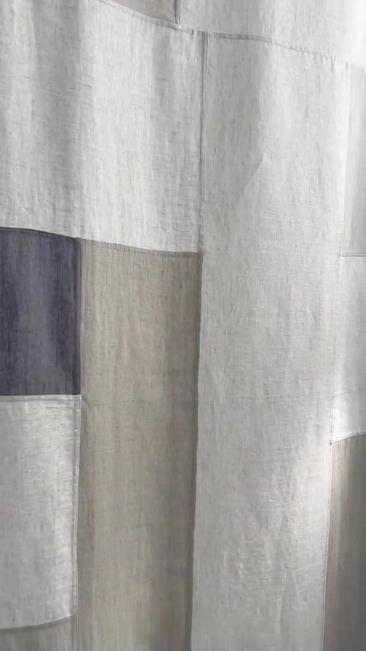 リネンパッチワークポジャギカーテン：韓国風の窓パネル - Etsy 日本