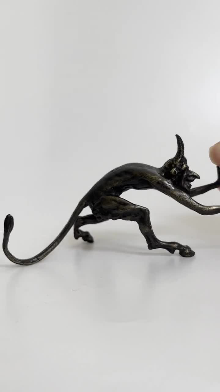 SATAN FIGURINE - Diable Démon Enfer Gothique Rituel Lucifer Thron Rouge Hörner EUR 52,34 - FR