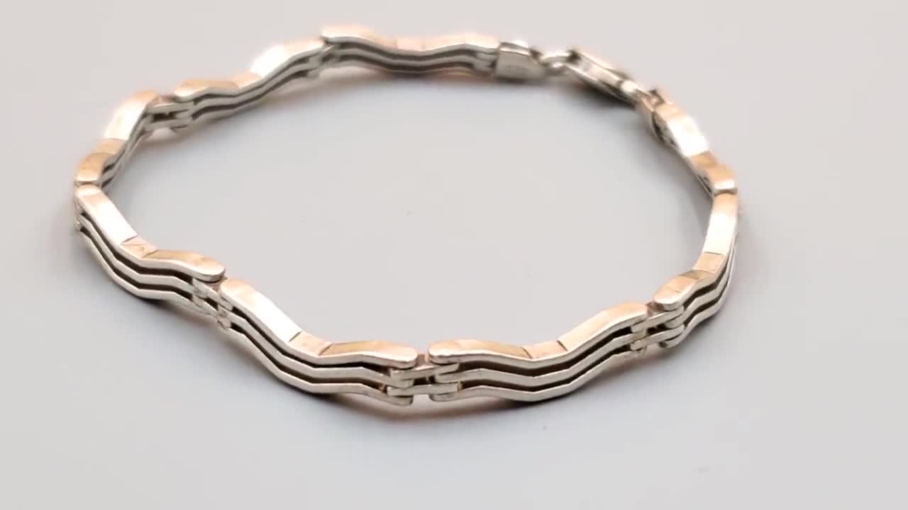 Vintage 925 Italy Triple Wave Link Bracelet - Etsy