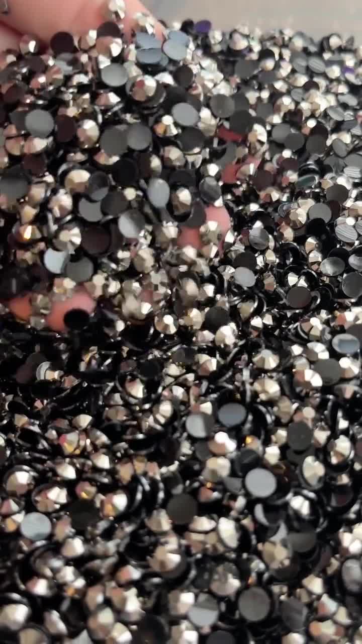 1,500ct Fire AB on Jet Black Base Jelly Resin Rhinestones Non Hotfix  Flatback 2MM, 3MM, 4MM, 5MM, Ships From USA Perfect for Tumblers 