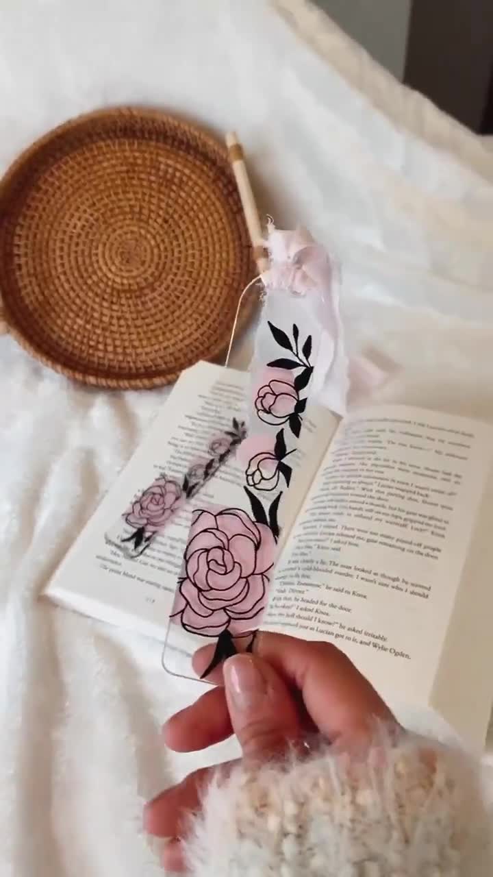 Aesthetic Acrylic Bookmark With Boho Ribbon Book Lover Reading